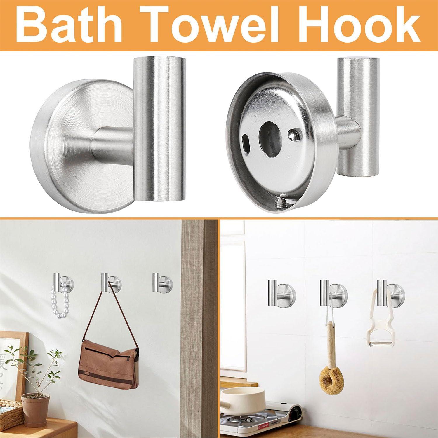 Bathroom Hardware Set, 3-Piece Silver Bath Accessories Set Wall Mount Includes 23'' Towel Bar,Toilet Paper Holder, 1 Hook SUS304 Stainless Steel,Heavy Duty