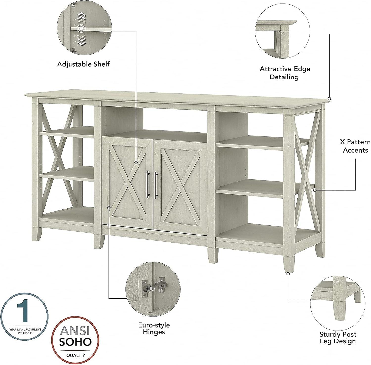 Bush Furniture Key West Tall TV Stand for 65 Inch TV in Linen White Oak