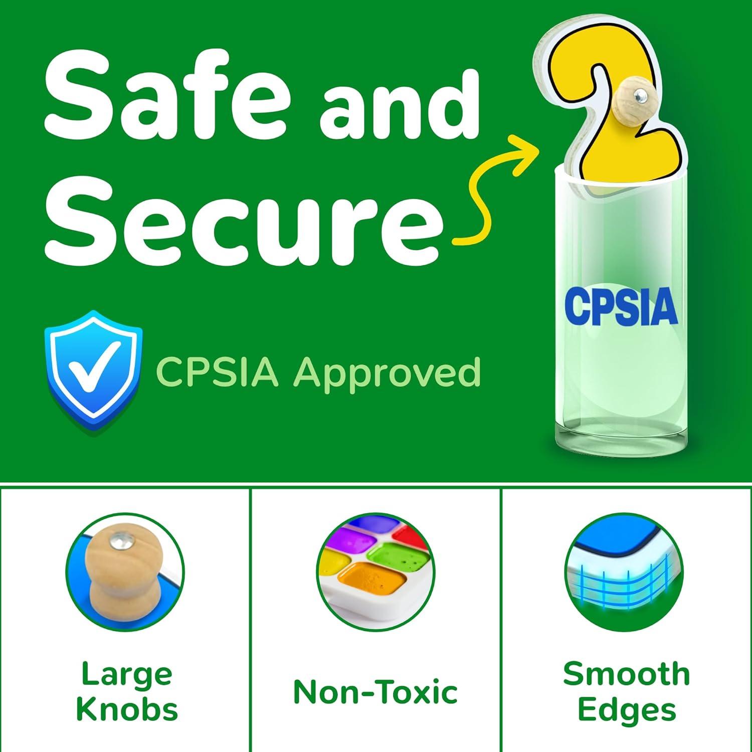 Lucas & Friends Wooden Numbers Puzzle for Toddlers, Learn Numbers & Counting Puzzle Board