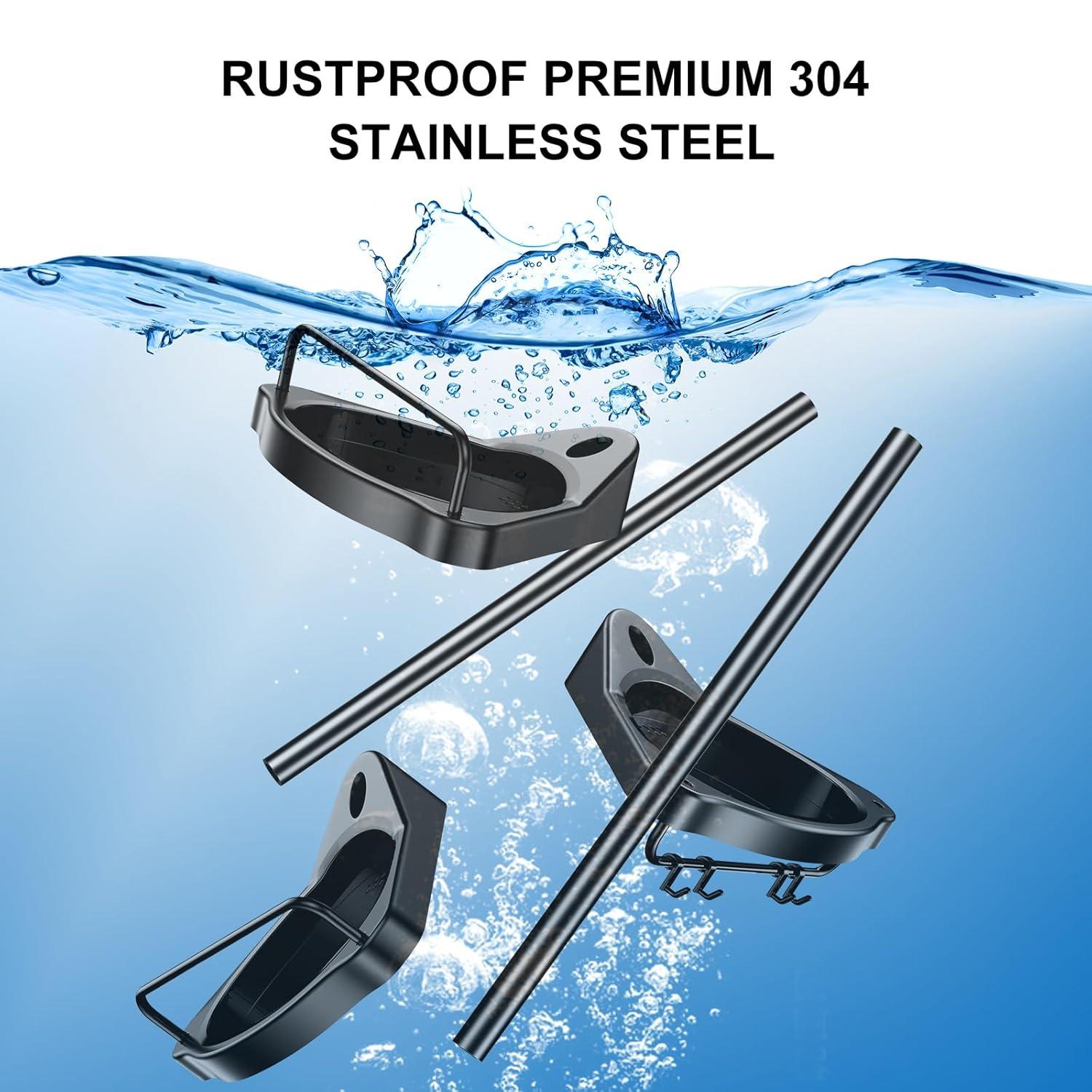 Corner Shower Caddy Tension Pole: Adjustable Stainless Steel Shower Organizer with 4 Tier Shelf for Bathroom Bathtub Tub Shampoo -Floor Standing Rack Bath Storage Holder with Rust Proof Rods - Black