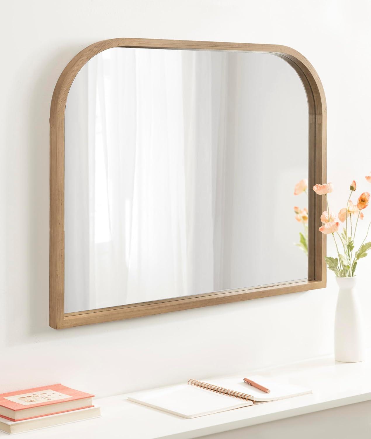 Kate & Laurel All Things Decor 36"x28" Occonor Modern Wooden Arched Mirror Natural: Transitional Style, No Assembly, Wall Mount