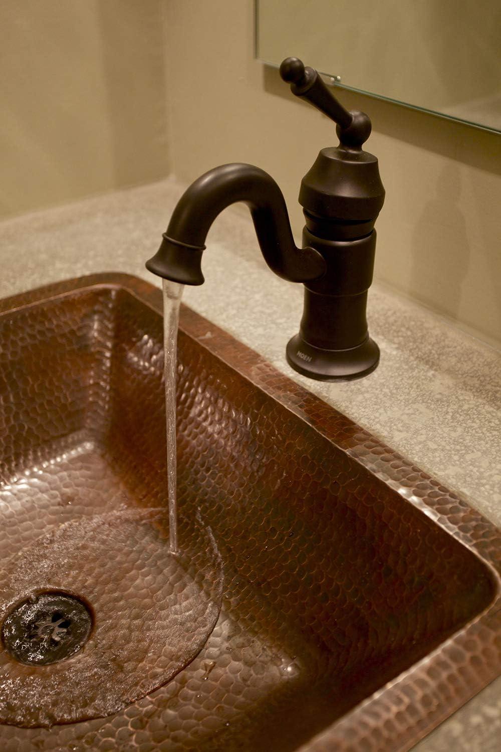 19" Rectangle Under Counter Hammered Copper Bathroom Sink