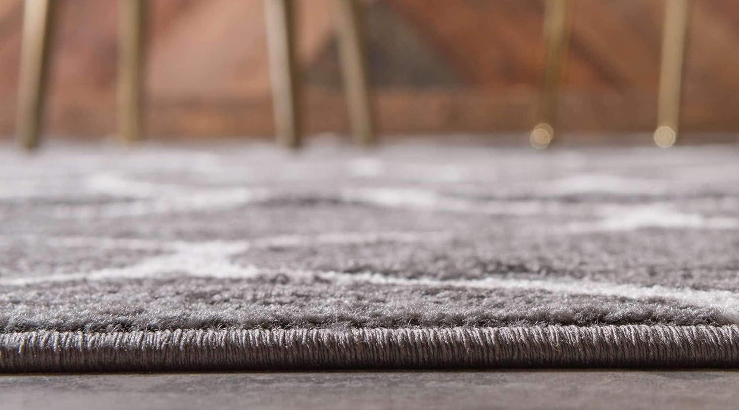 Unique Loom 2' 0 x 6' 0 Trellis Frieze Rounded Dark Gray Area Rug