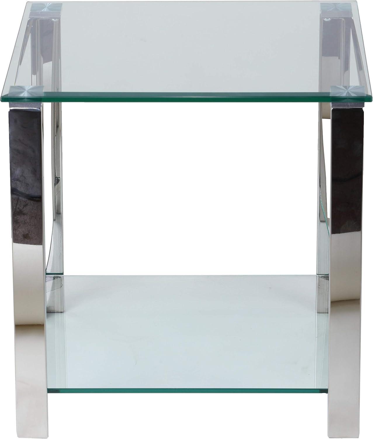 Cortesi Home  Melissa Double Shelf Glass End Table, 20"