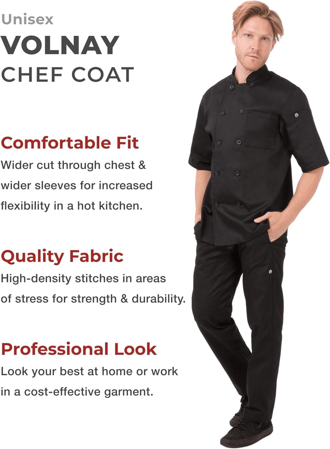 Men's Black Short Sleeve Button Chef Coat