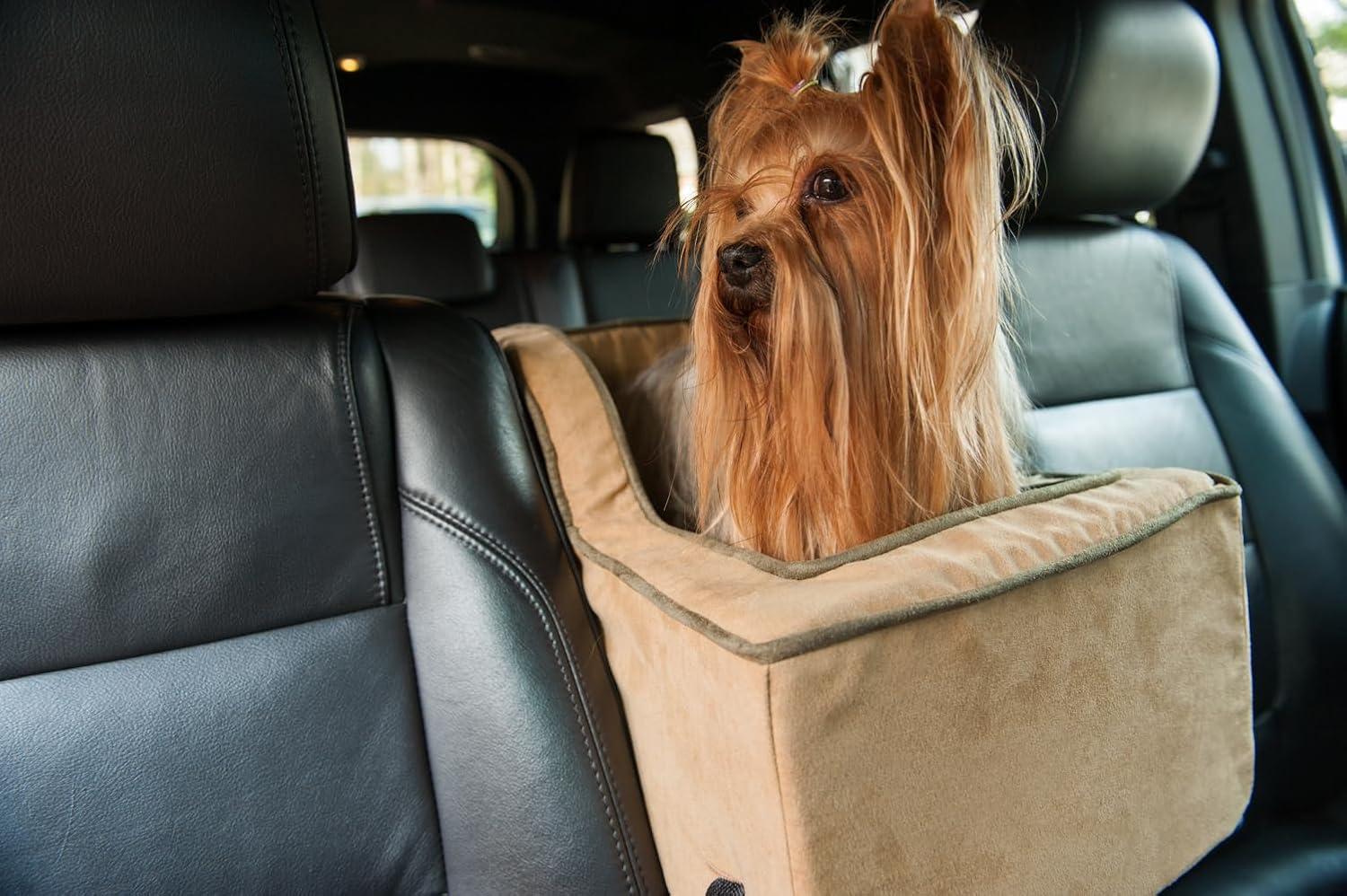 Snoozer Pet Products Luxury High-Back Console Dog Car Seat, Large,  Camel Olive, Luxury Microsuede