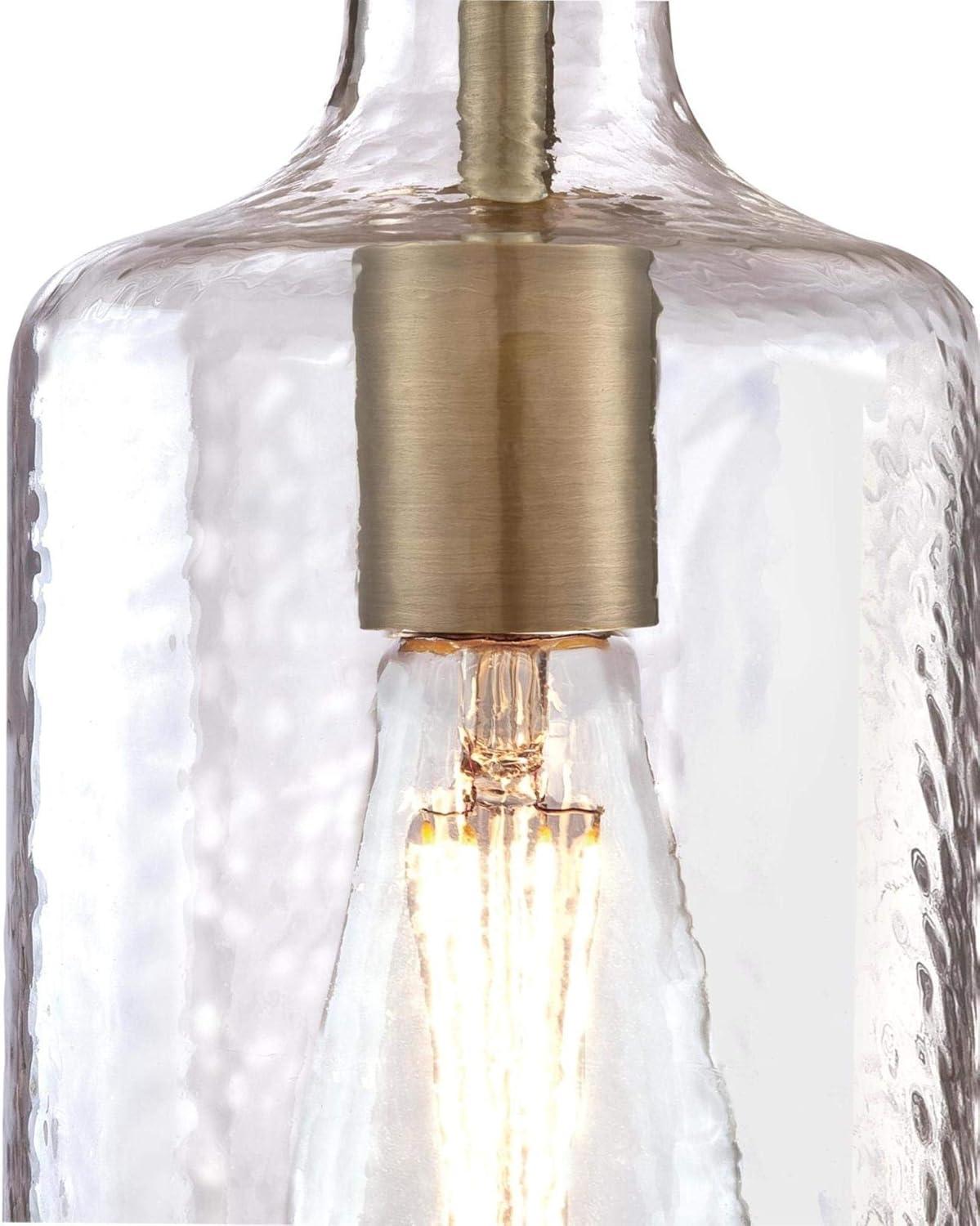 Carmen Antique Brass Mini Pendant with Clear Textured Glass