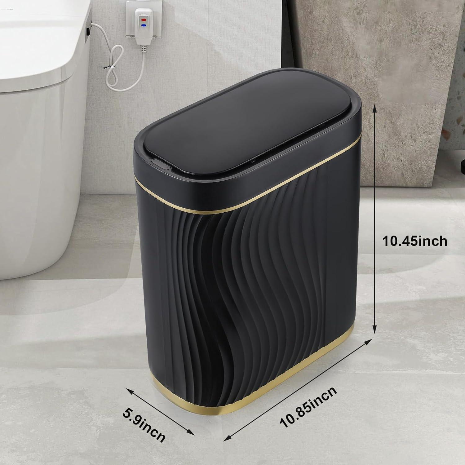 RFVT Small Automatic Trash Bin 2 Gallon Motion sensor. For bath, kitchen. Slim, waterproof plastic