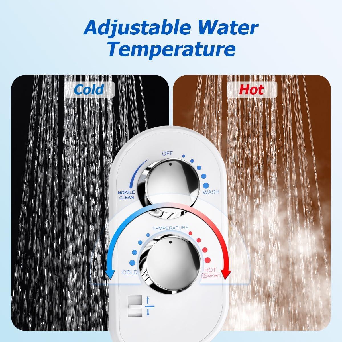 Hot and Cold Bidet Attachment for Toilet, Ultra-Slim Bidet Attachment Warm Water, Non-Electric Adjustable Pressure Self Cleaning Sprayer Nozzle Control for Posterior, Feminine Wash (Chrome)