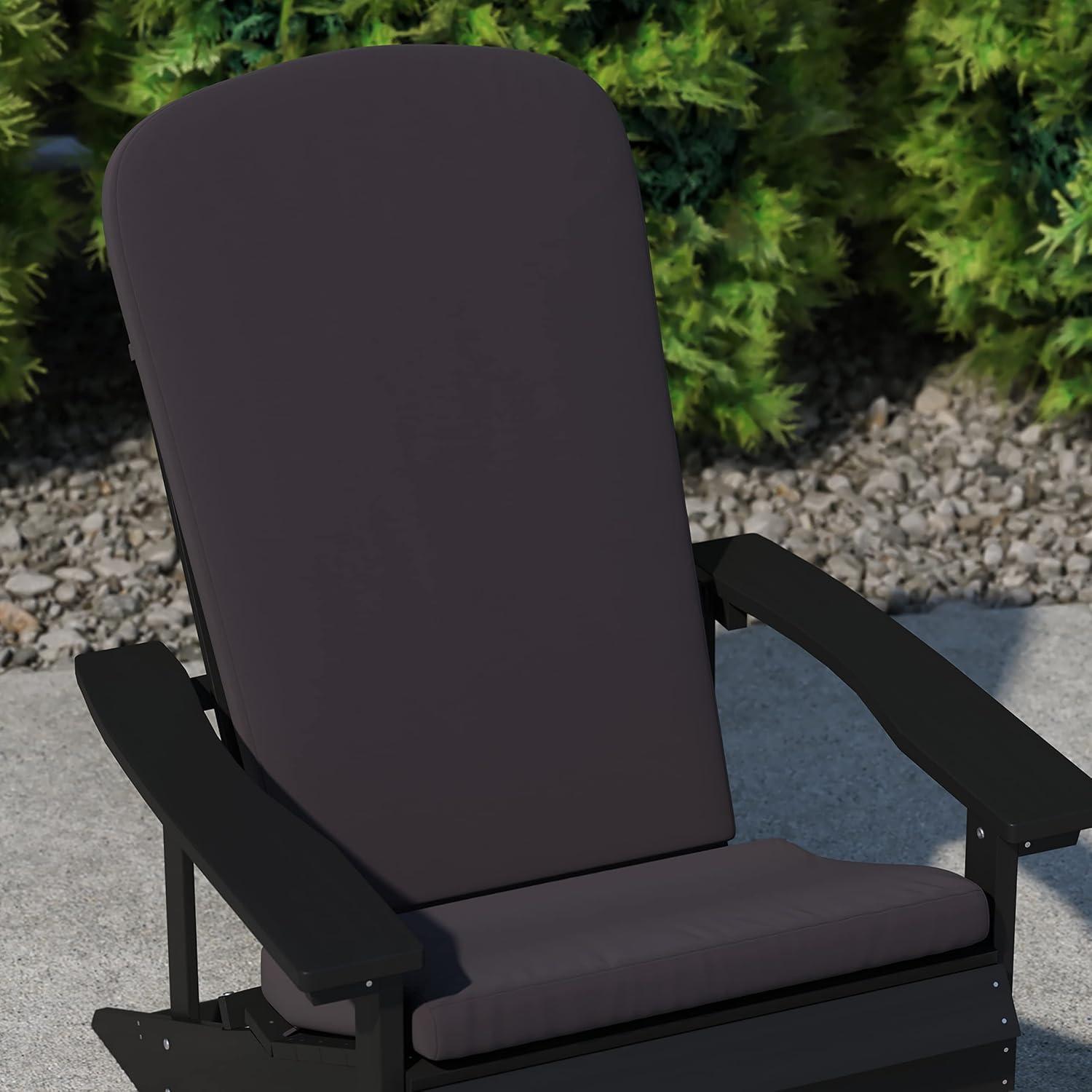 Flash Furniture Charlestown Set of 2 All Weather Indoor/Outdoor High Back Adirondack Chair Cushions, Patio Furniture Replacement Cushions - Gray