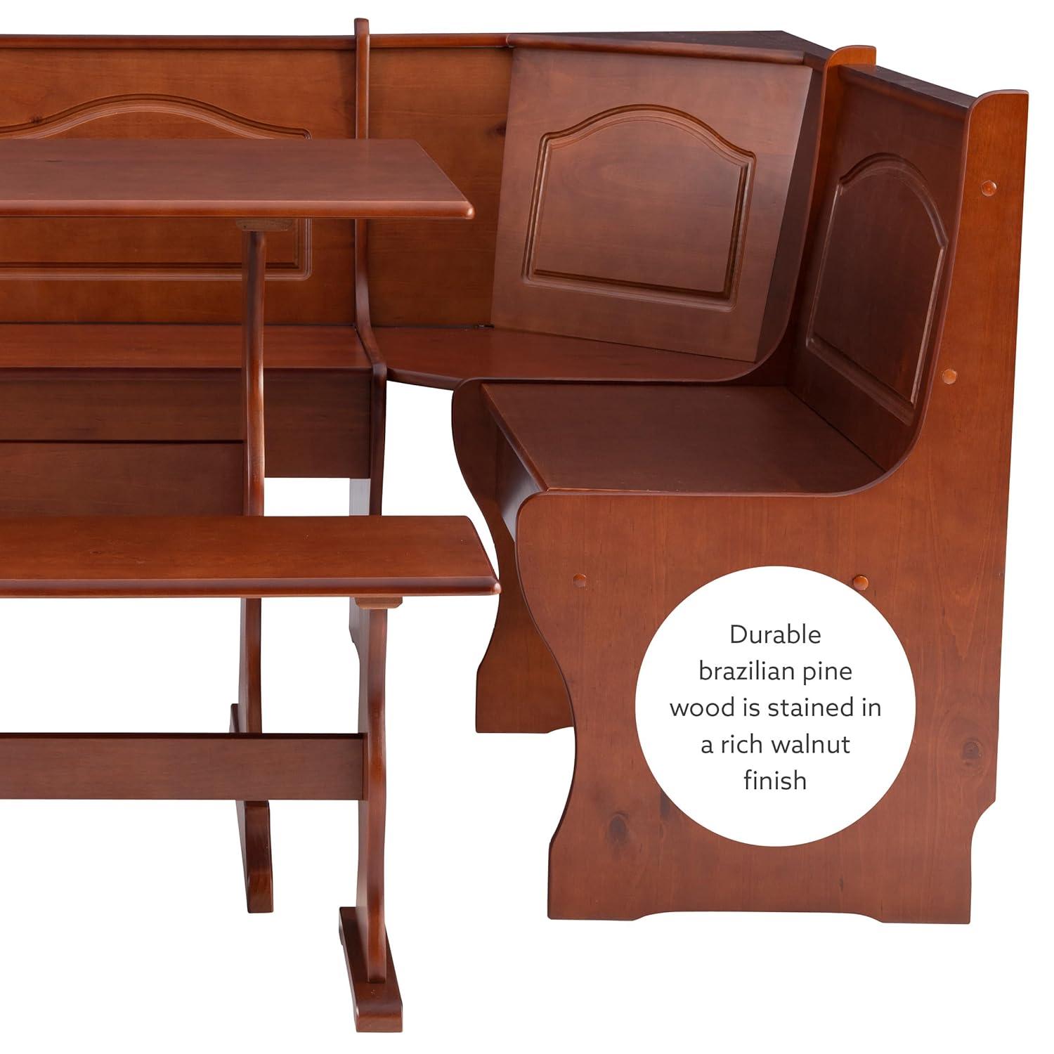 3pc Chelsea Breakfast Corner Nook Dining Table Set Walnut - Linon