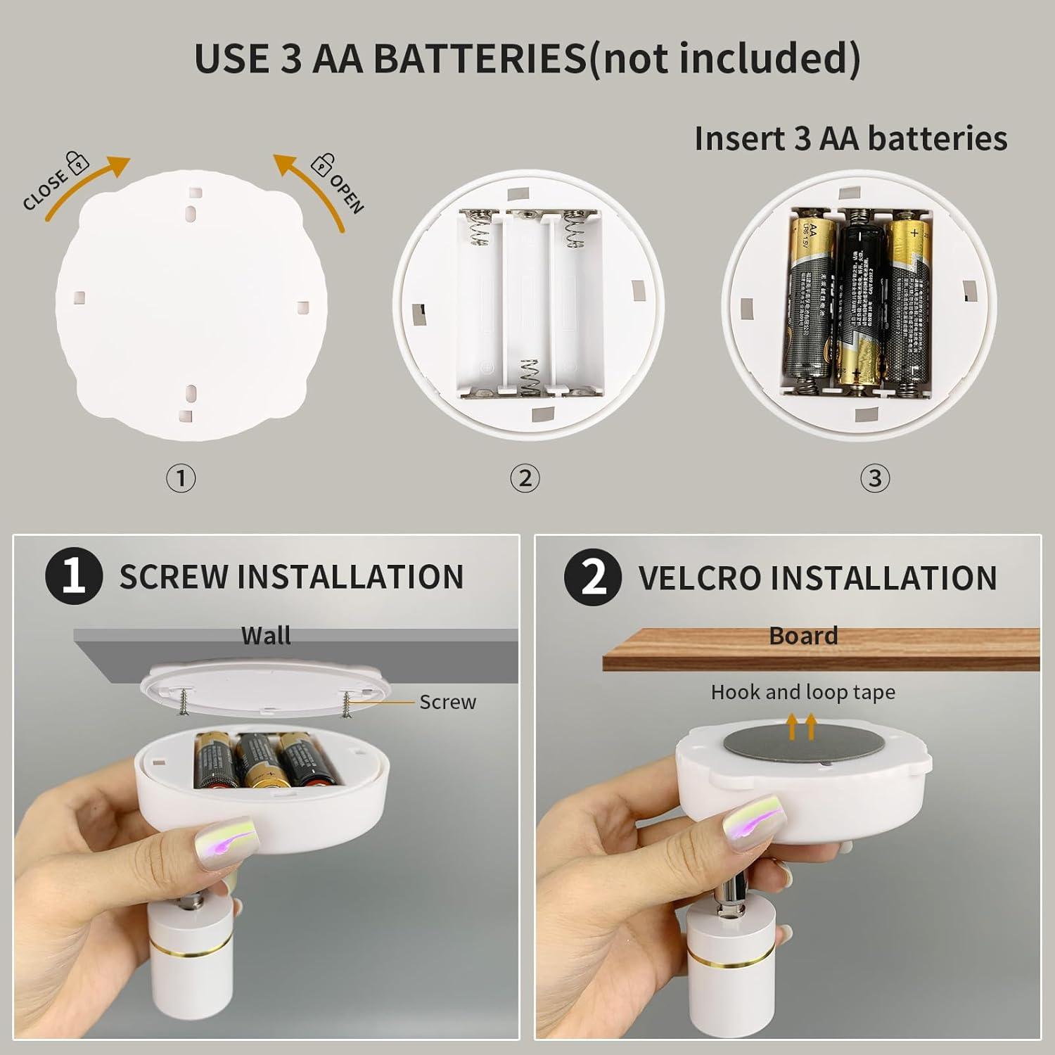 Wireless Spot Lights Battery Operated Picture Lights Mini Accent Lights Indoor Dimmable LED Spotlight with Remote Stick on Anywhere Rotatable Wall Light(2 Pack)