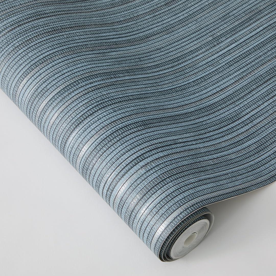 Tempaper & Co. 28 sq ft Faux Grasscloth Removable Peel and Stick Wallpaper Textured Chambray : Vinyl, Self-Adhesive, Blue