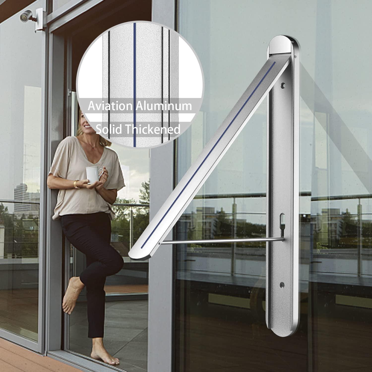 Clothes Drying Rack for Small Laundry Rooms, Clothes Drying Rack Folding Indoor, Wall Mounted Clothes Rack Foldable, (Aluminum, Silver)