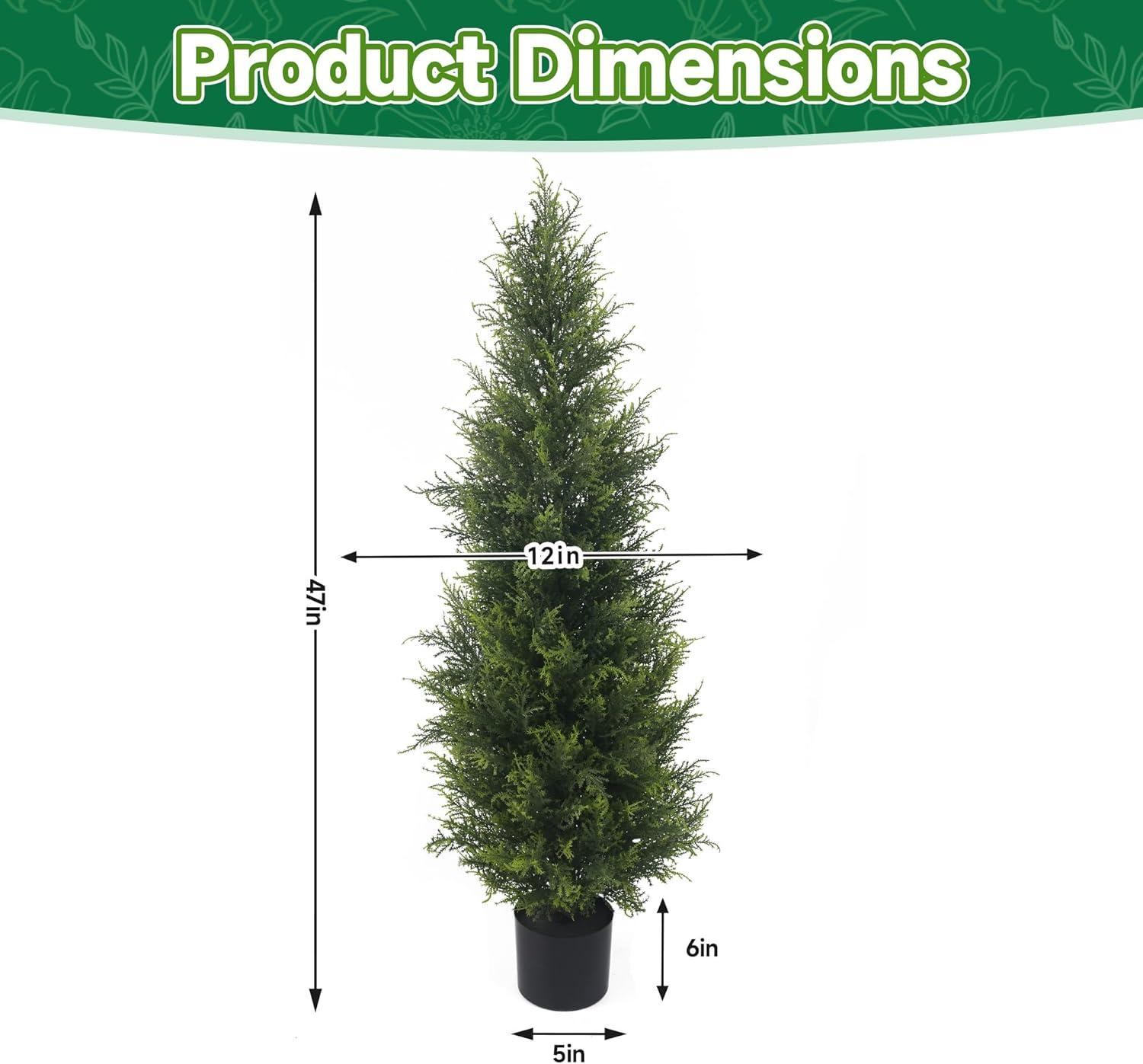 LINBONIO Artificial Cedar Tree 4 ft Artificial Topiary Trees Beautiful Realistic Faux Cedar Pines UV Protection for Longer Life 2Pack