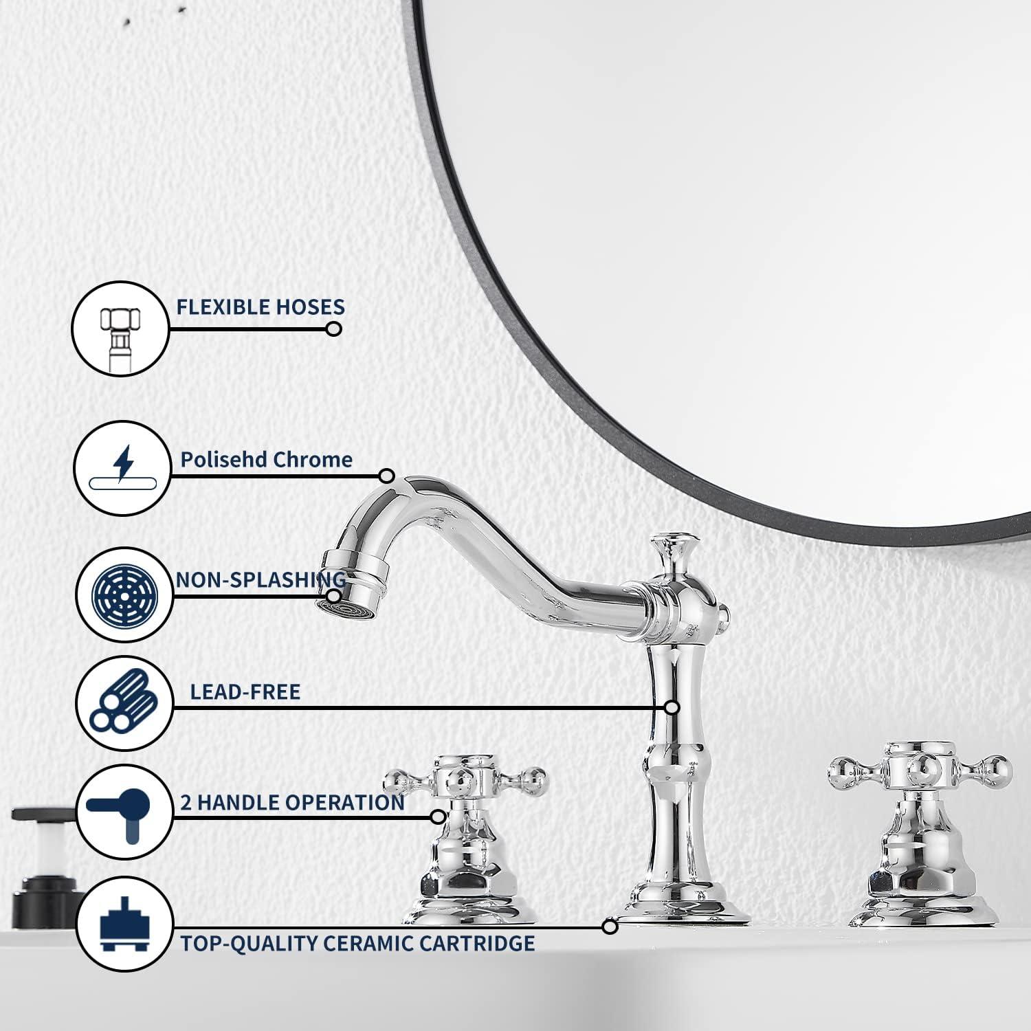 Widespread 2-handle Bathroom Faucet with Drain Assembly