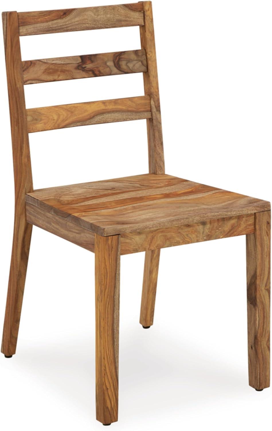 Dressonni Light Brown Sheesham Wood Armless Dining Chair Set