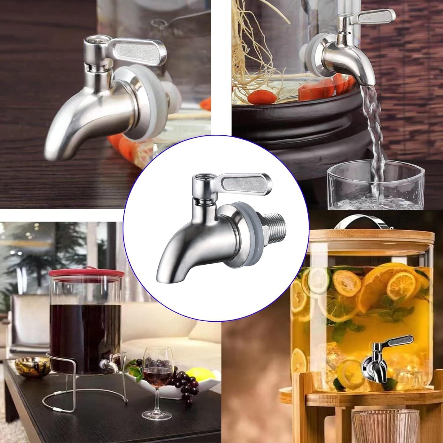 Polished Stainless Steel Beverage Dispenser Replacement Spigot Set