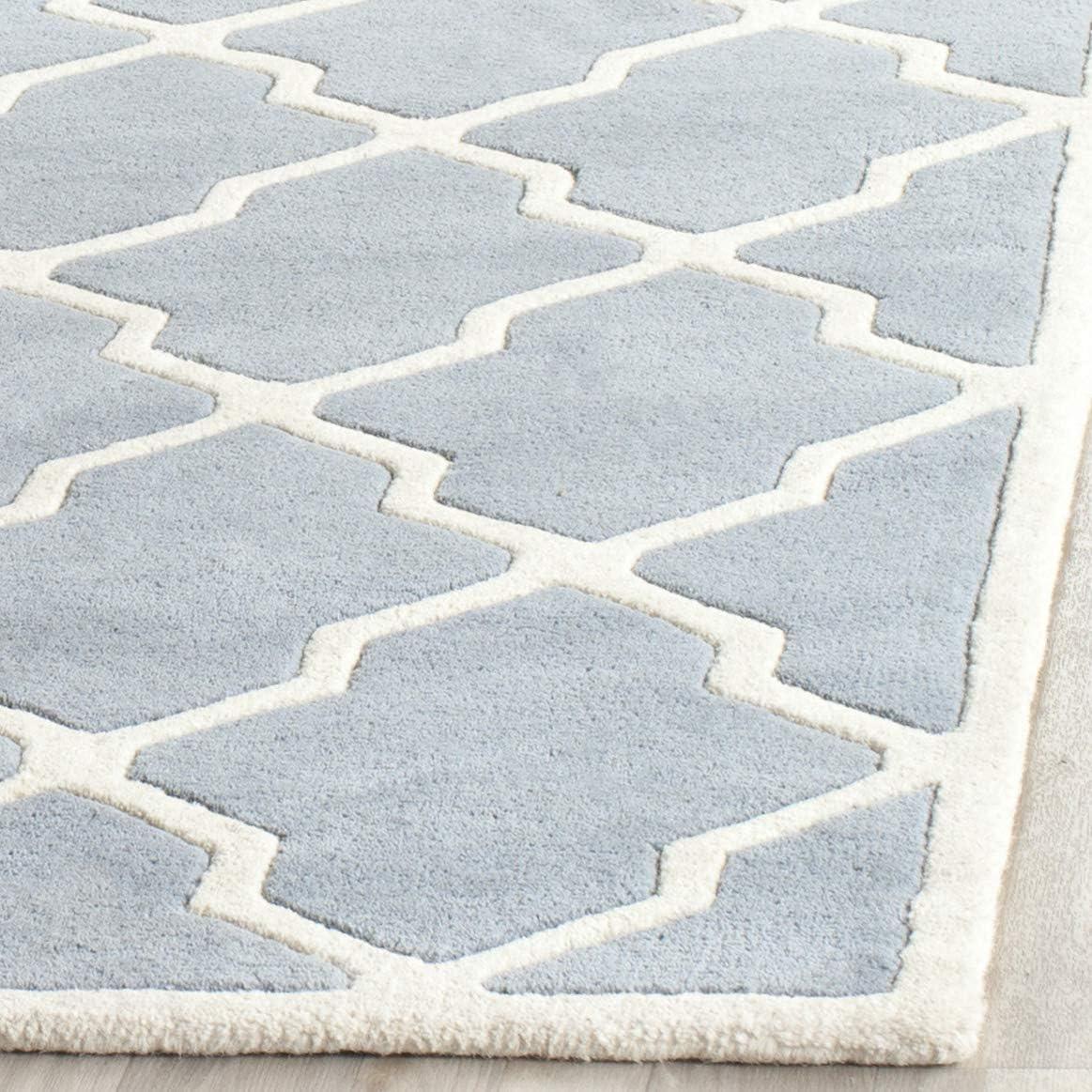 SAFAVIEH Chatham Franklin Geometric Quatrefoil Wool Area Rug, Blue/Ivory, 3' x 5'