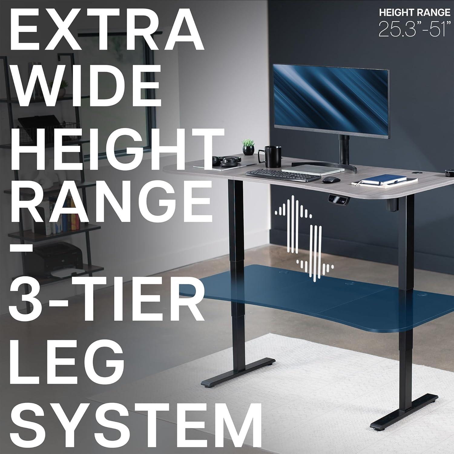 VIVO Electric 63” x 32” Standup Desk, Dark Gray Table Top, Black Frame