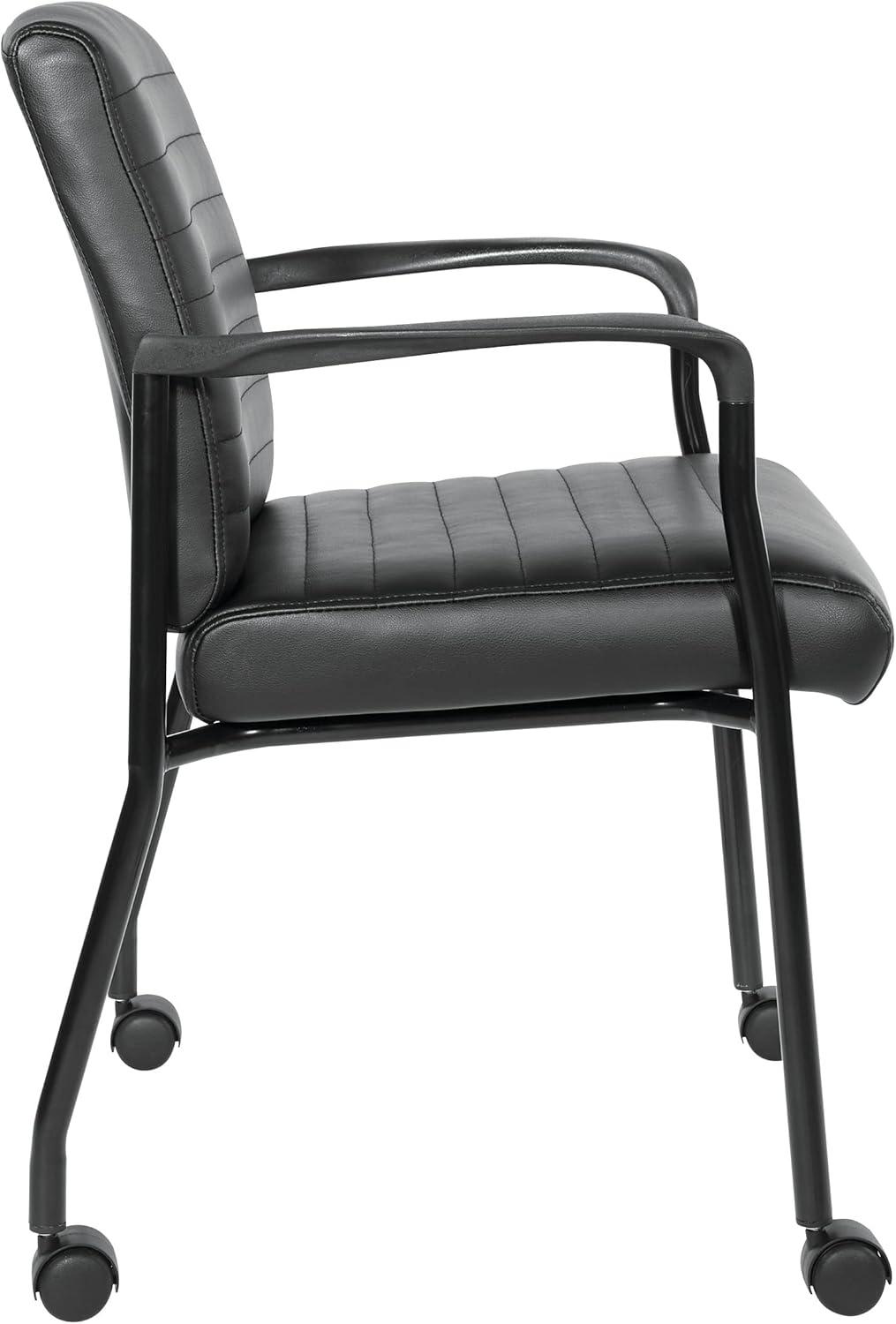 Guest Chair with Black Faux Leather and Black Frame