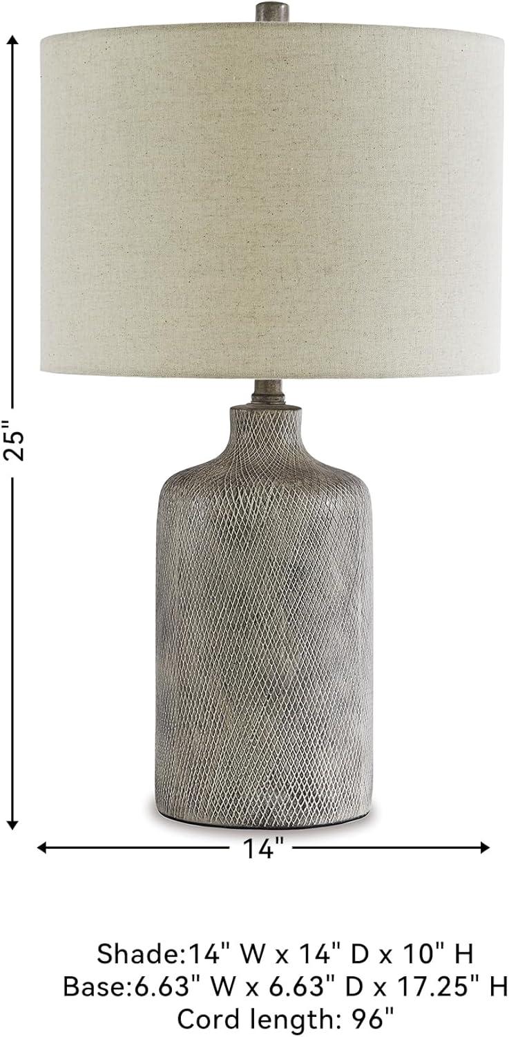 Signature Design by Ashley Linus Table Lamp Antique Black: Ceramic Base, Polyester Shade, UL Listed, 3-Way Switch
