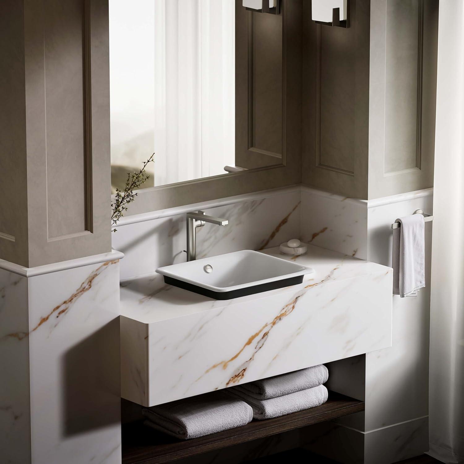 Iron Plains 6.3" Tall Metal Rectangular Bathroom Sink with Overflow