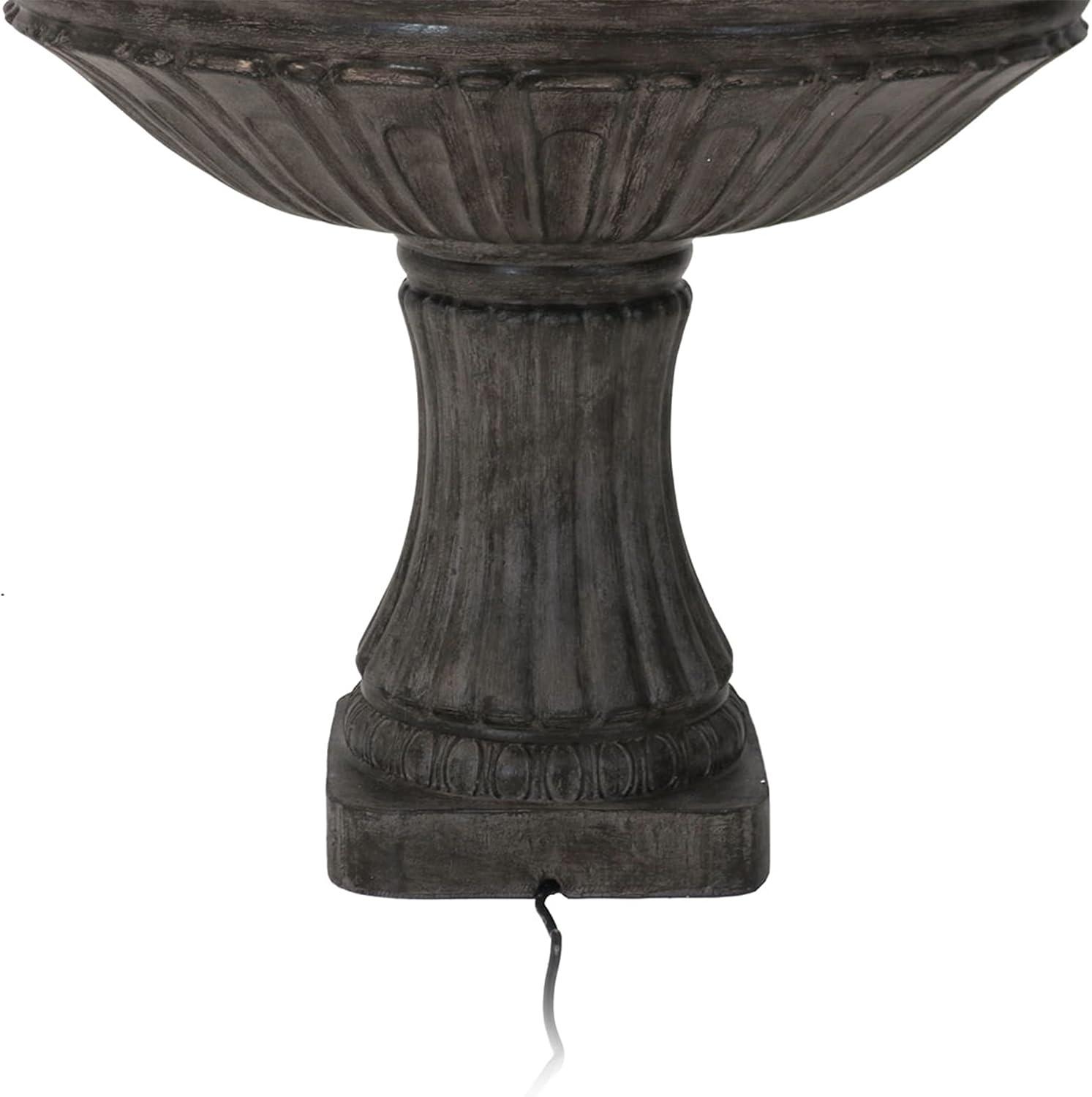 Sunnydaze 55"H Electric Polystone Classic Style 3-Tier Designer Outdoor Water Fountain, White Finish