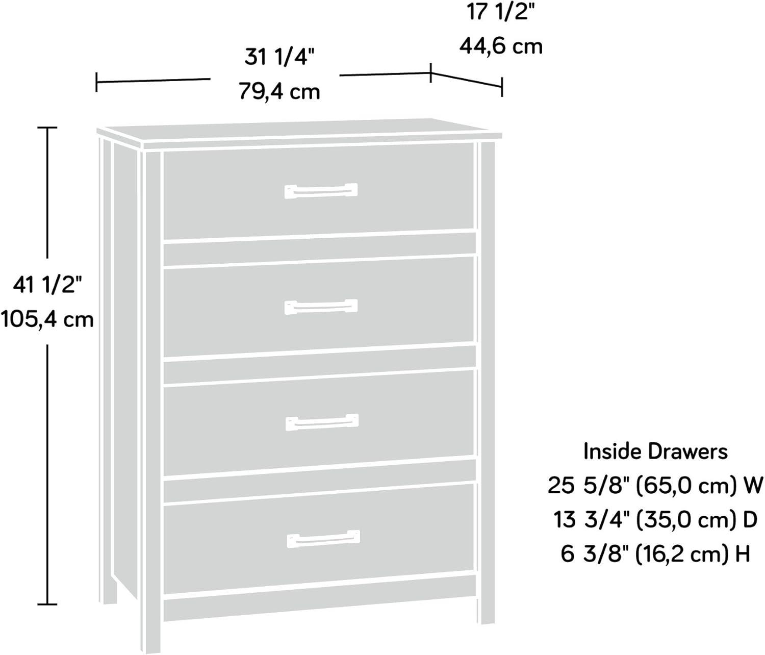 Cannery Bridge 4 Drawer Chest Sindoori Mango - Sauder: Mid-Century Modern Storage, Wood Composite, No Tools Assembly