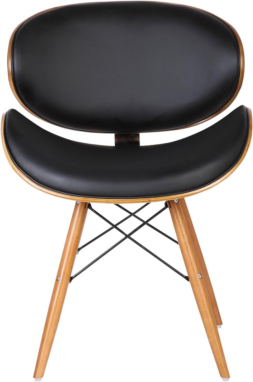 Armen Living Cassie Modern Faux Leather Dining Chair in Walnut and Black