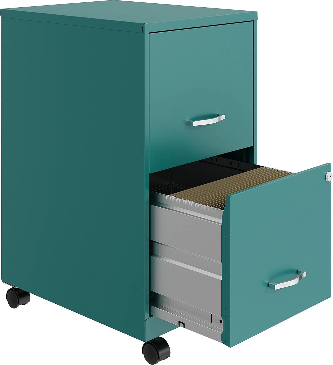 Lorell LLR00061TL Soho 2 Draw Mobile File Cabinet, Teal