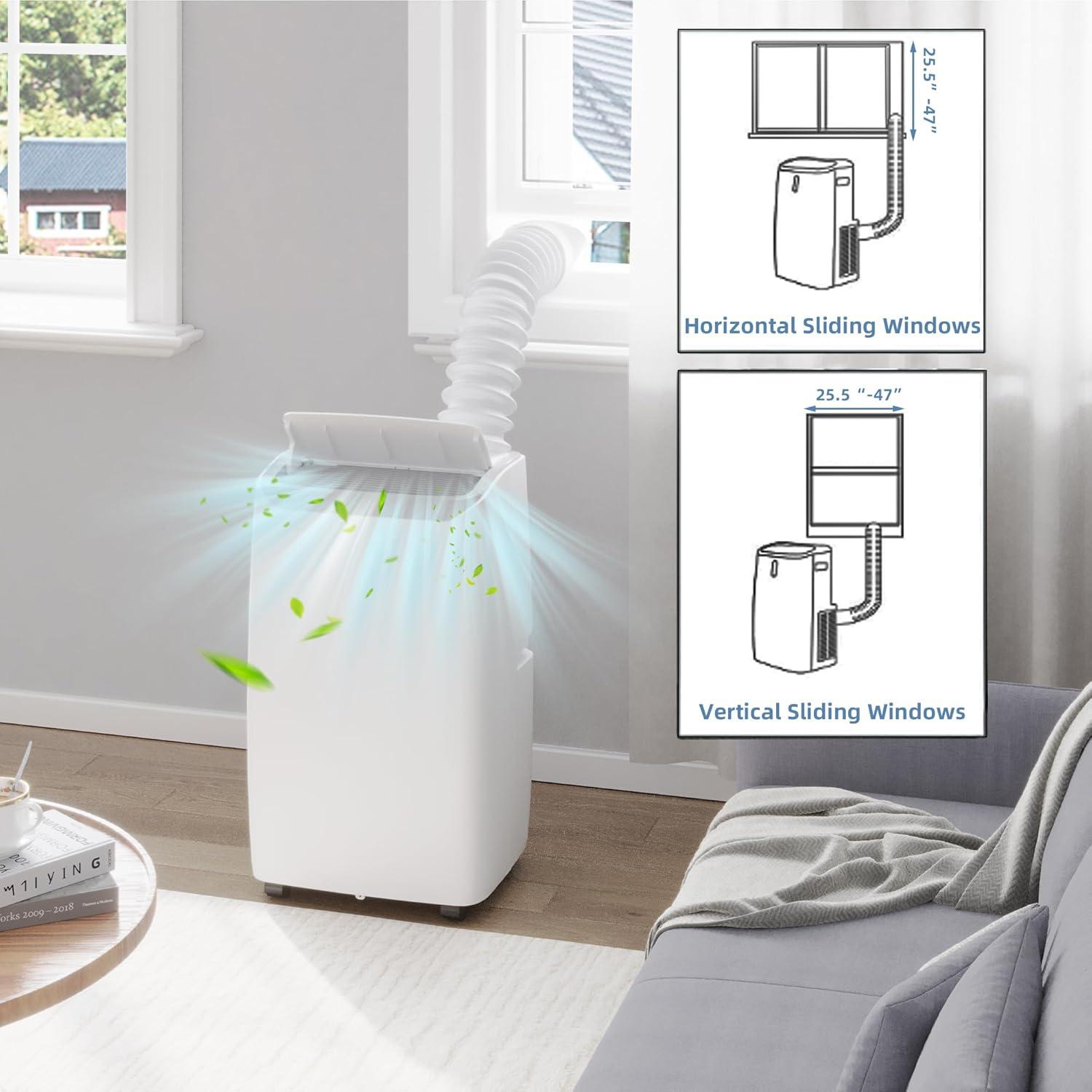 VELBAY 14,000 BTU 700 Sq Ft Portable 3-in-1 Air Conditioner with Dehumidifier, White