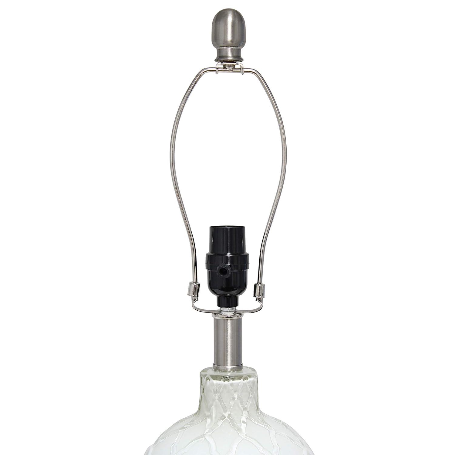Elegant Designs White and Brushed Nickel Glass Table Lamp