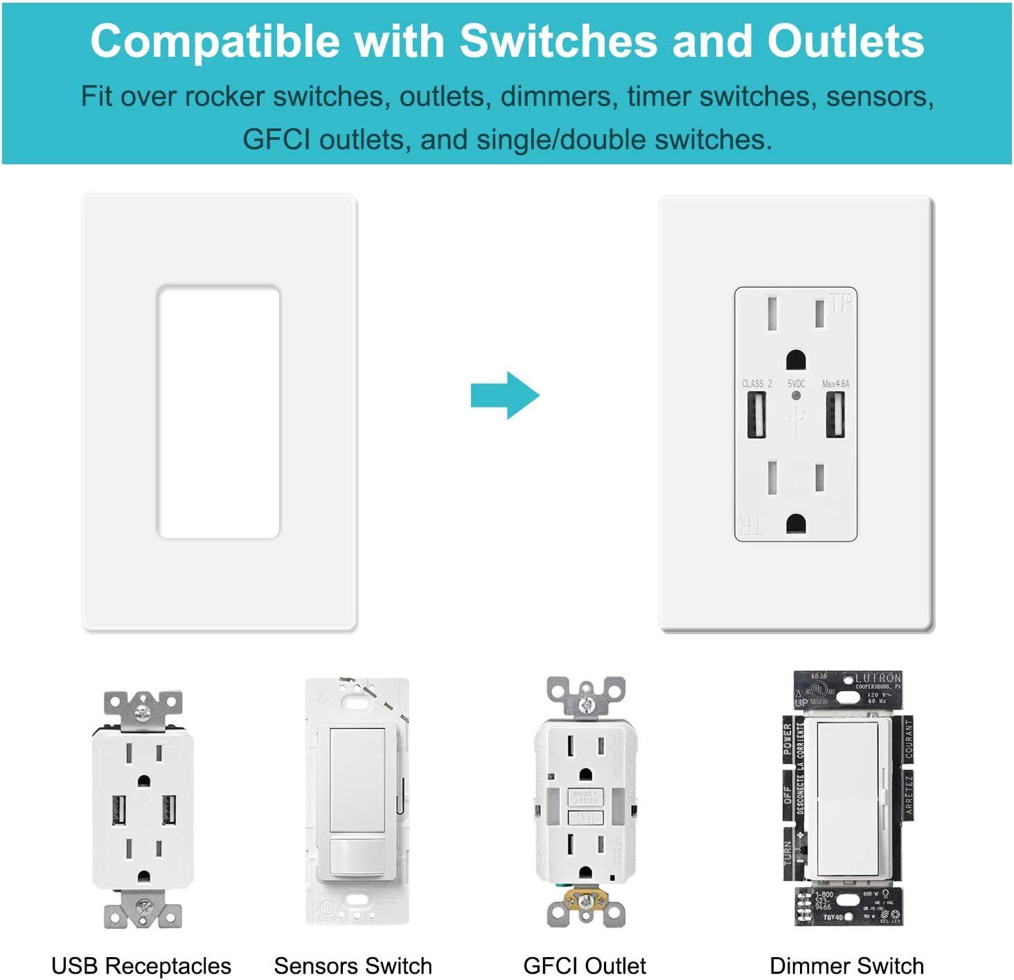 ENERLITES Screwless Decorator Wall Plate, Child Safe Outlet Covers, Size 1-Gang, Unbreakable Polycarbonate Thermoplastic, SI8831-W, Glossy, White, 20 Count