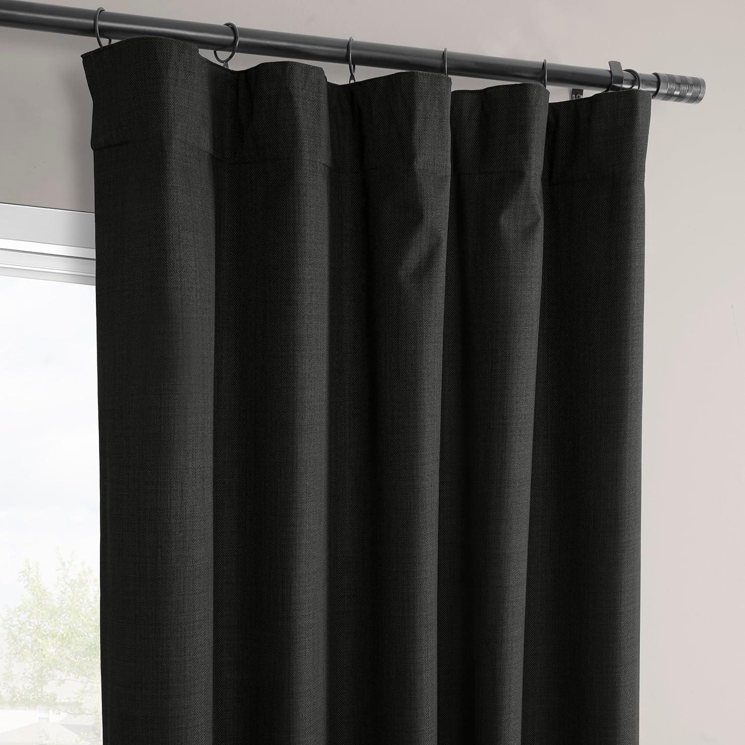 Vienna Black Linen Blackout Window Panel Set, 50" x 84"