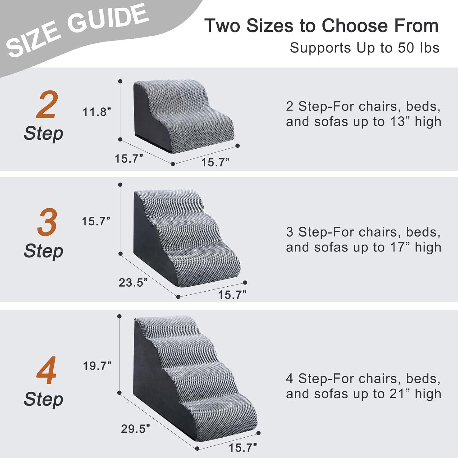 Tucker Murphy Pet™ Dog Stairs Ramps To High Beds And Couch Up To 24'', Dog Step For Small Large Dog With High-Density Foam, 4-Step Pet Stairs With Non-Slip Bottom For Puppy And Cat, Gifts Lint Roller For Dogs