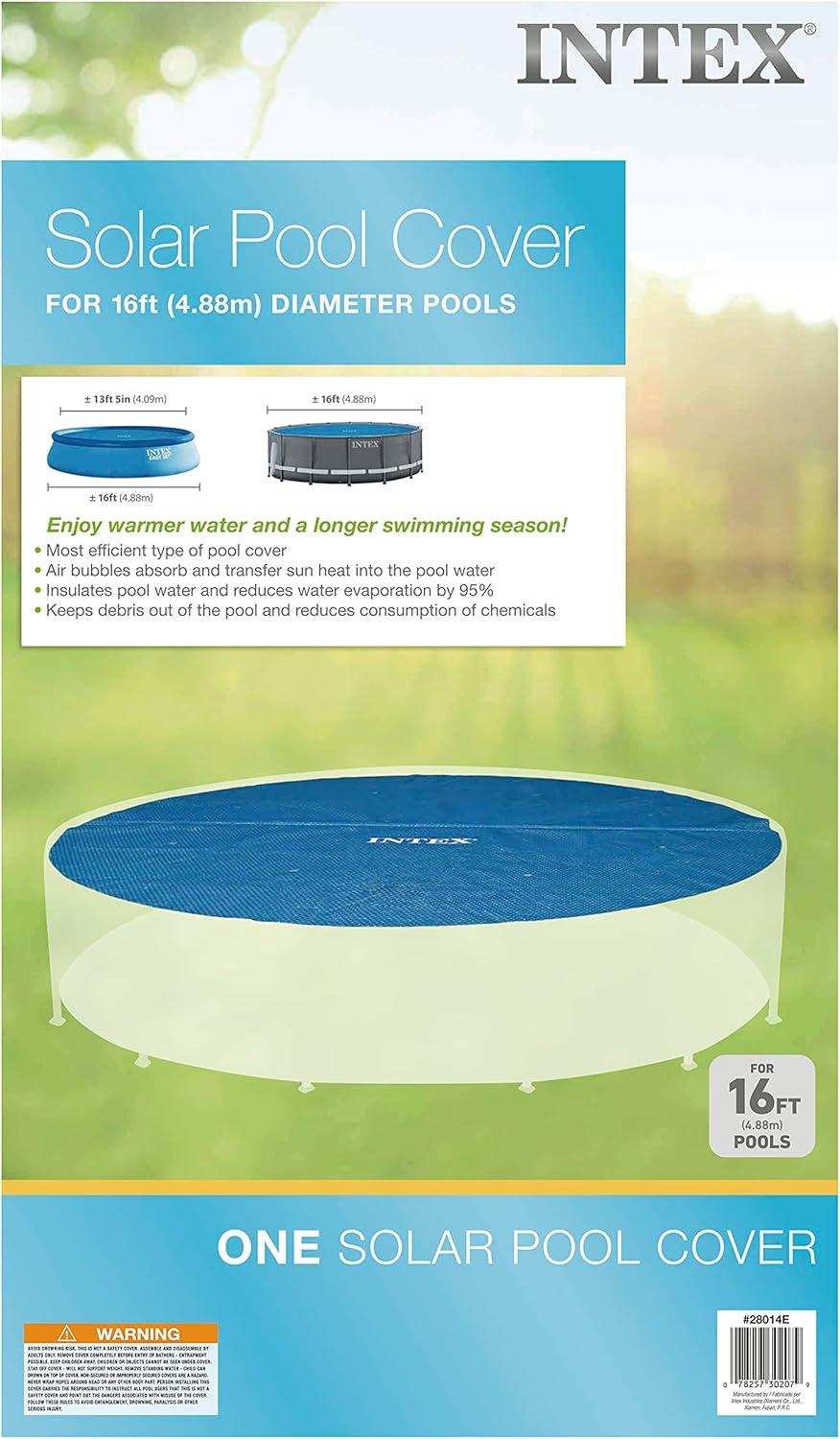 Intex Intex 29024E 16 Foot Above Ground Swimming Pool Solar Cover With Carry Bag, Blue