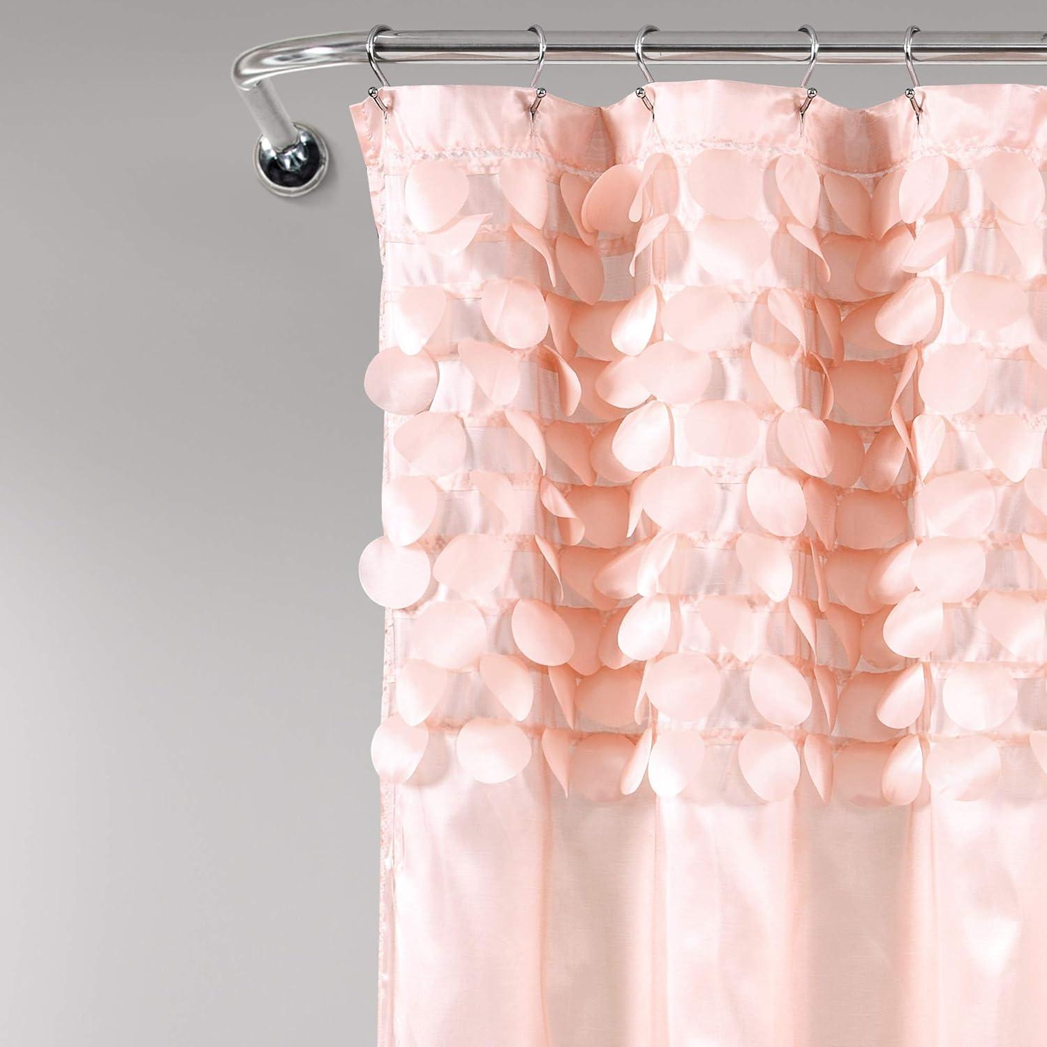 Blush Polyester 72" Textured Shower Curtain with 3D Circles