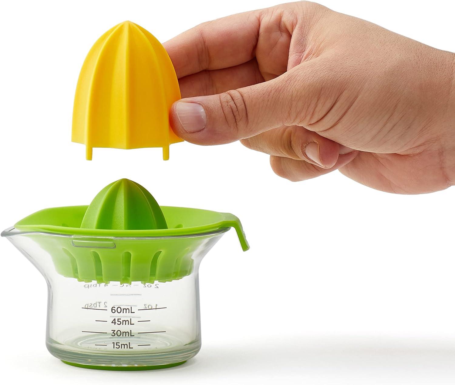 Yellow and Green Manual Citrus Juicer with Measuring Carafe