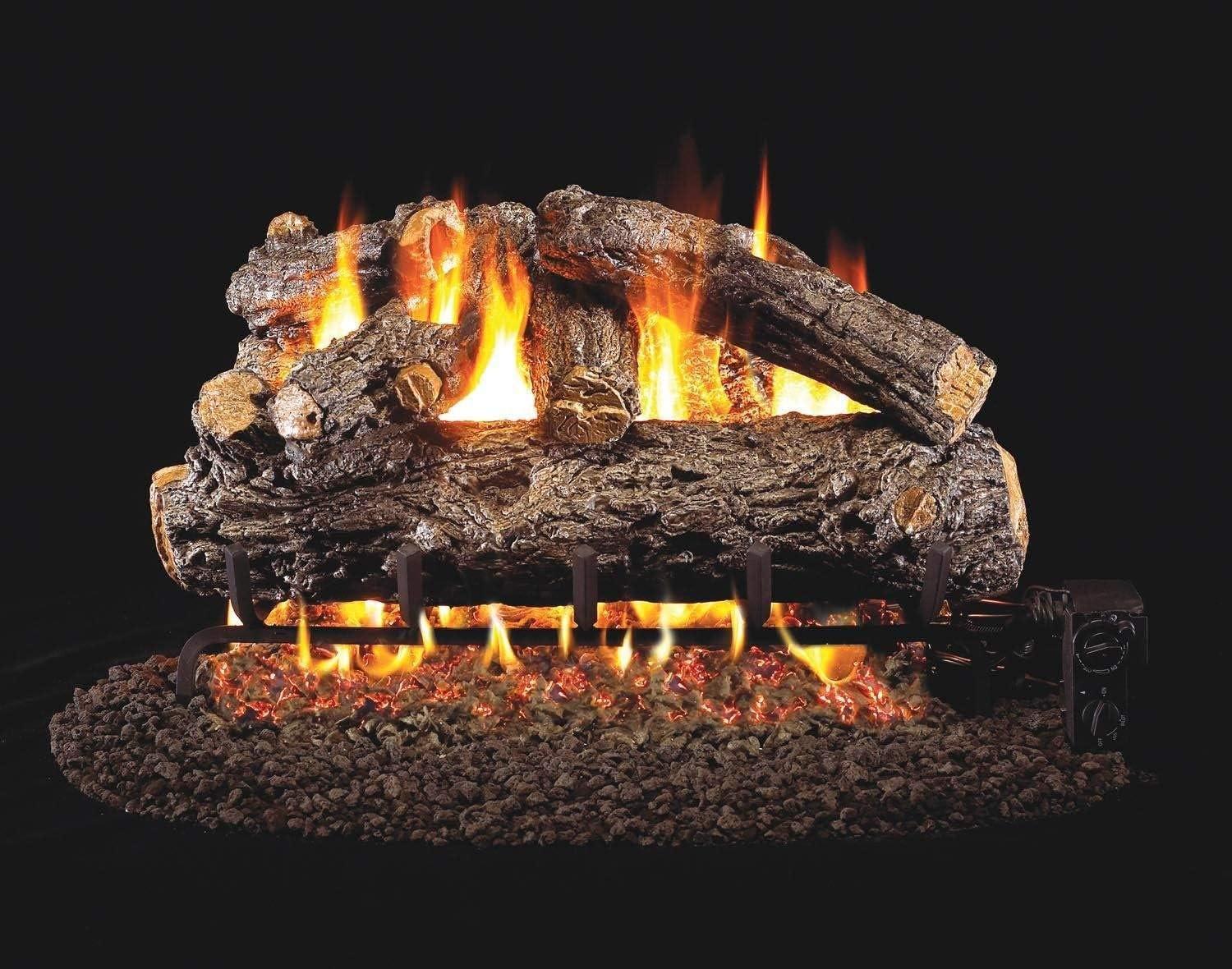 24" Rustic Oak Designer Vented Gas Log Set