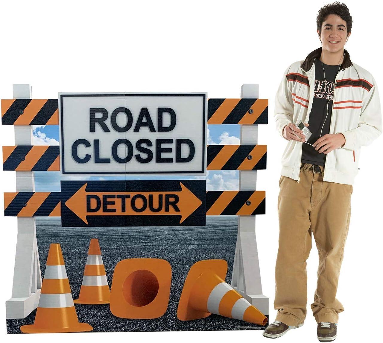 Lifesize Road Closed Detour Sign Cardboard Cutout Standup