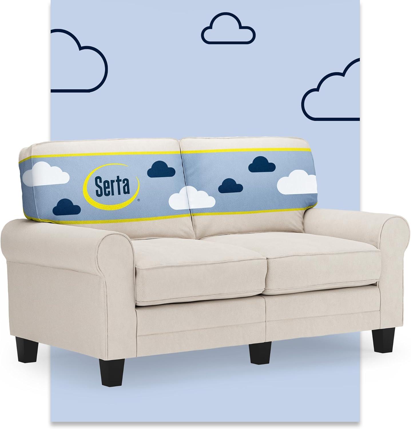 Serta Copenhagen 61" Rolled Arm Sofa, Easy Care Fabric, Soft Pillow Back, Pocket Coil Seat Cushions