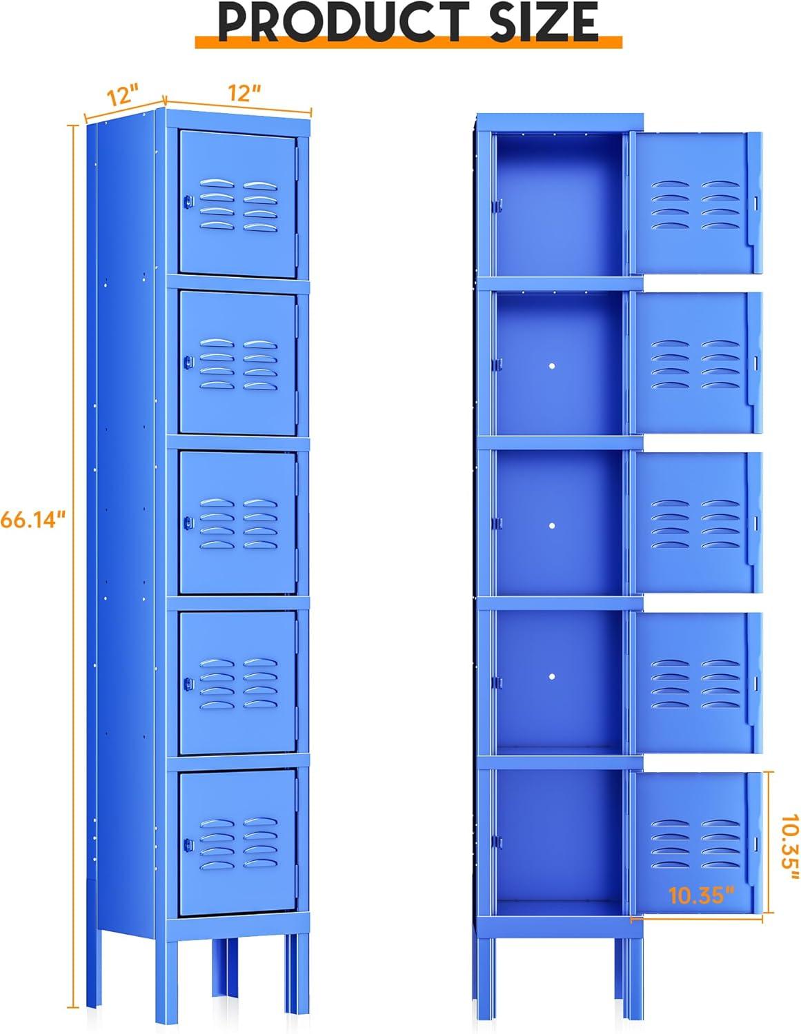 INTERGREAT Metal Locker for School Office Gym Metal Storage Locker Cabinet for Employees Students Steel Locker Triple Tier with 3 Door Blue