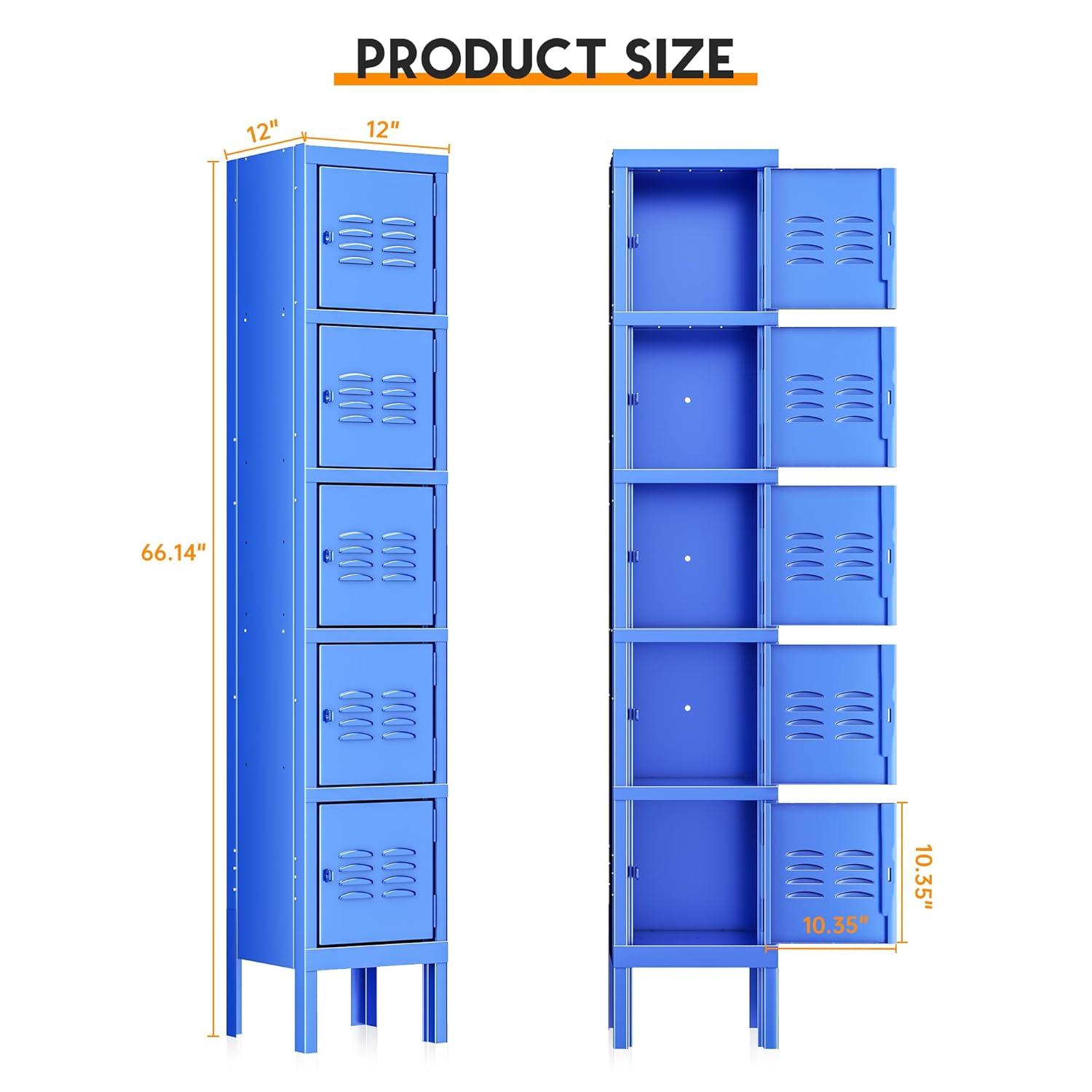 INTERGREAT Metal Locker for School Office Gym Metal Storage Locker Cabinet for Employees Students Steel Locker Triple Tier with 3 Door Blue