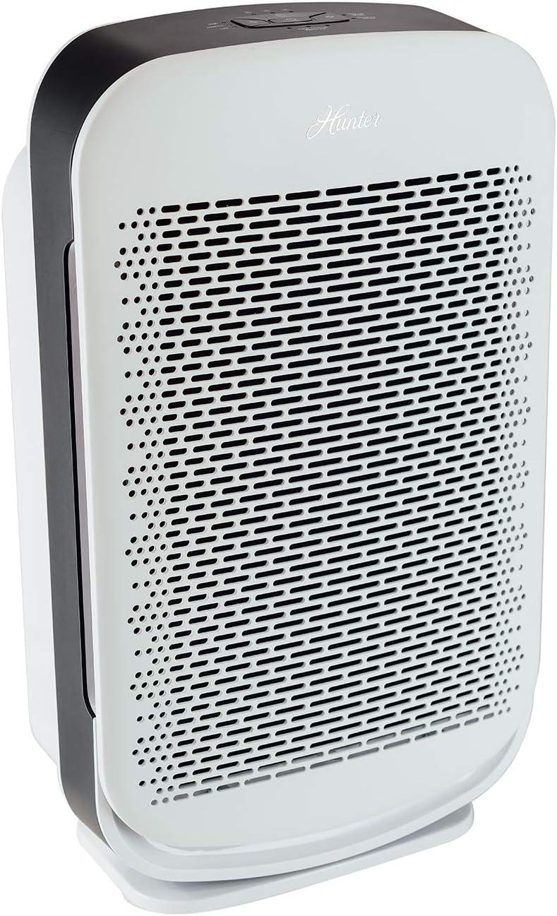 Hunter HP700 Medium Console Air Purifier for Large Rooms Features Pre-Filter, True HEPA Filter, Multiple Fan Speeds, Soft Touch Digital Control Panel