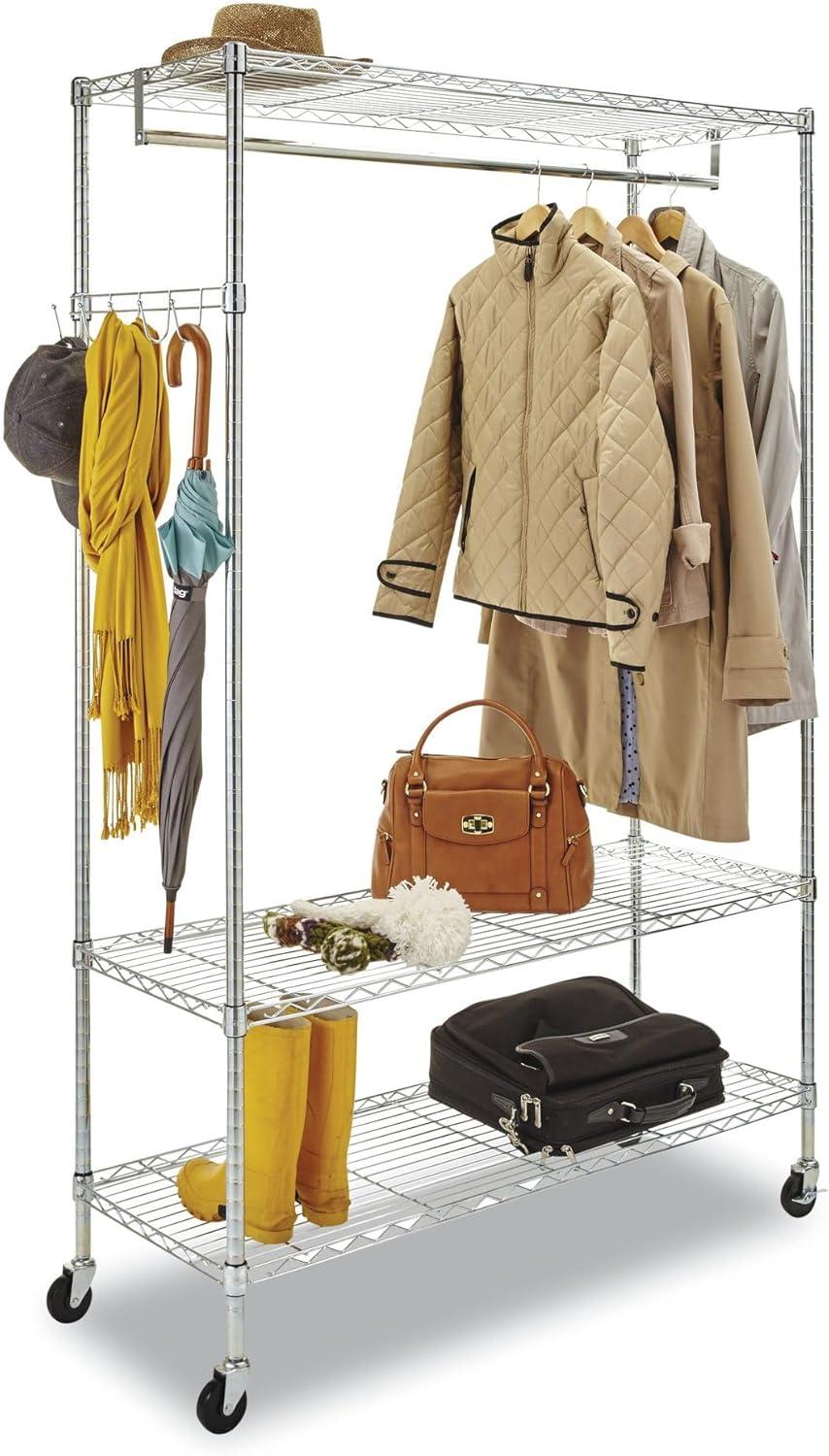 Alera ALEGR364818SR 48 in. W x 18 in. D x 75 in. H 40 Garments Wire Shelving Garment Rack - Silver