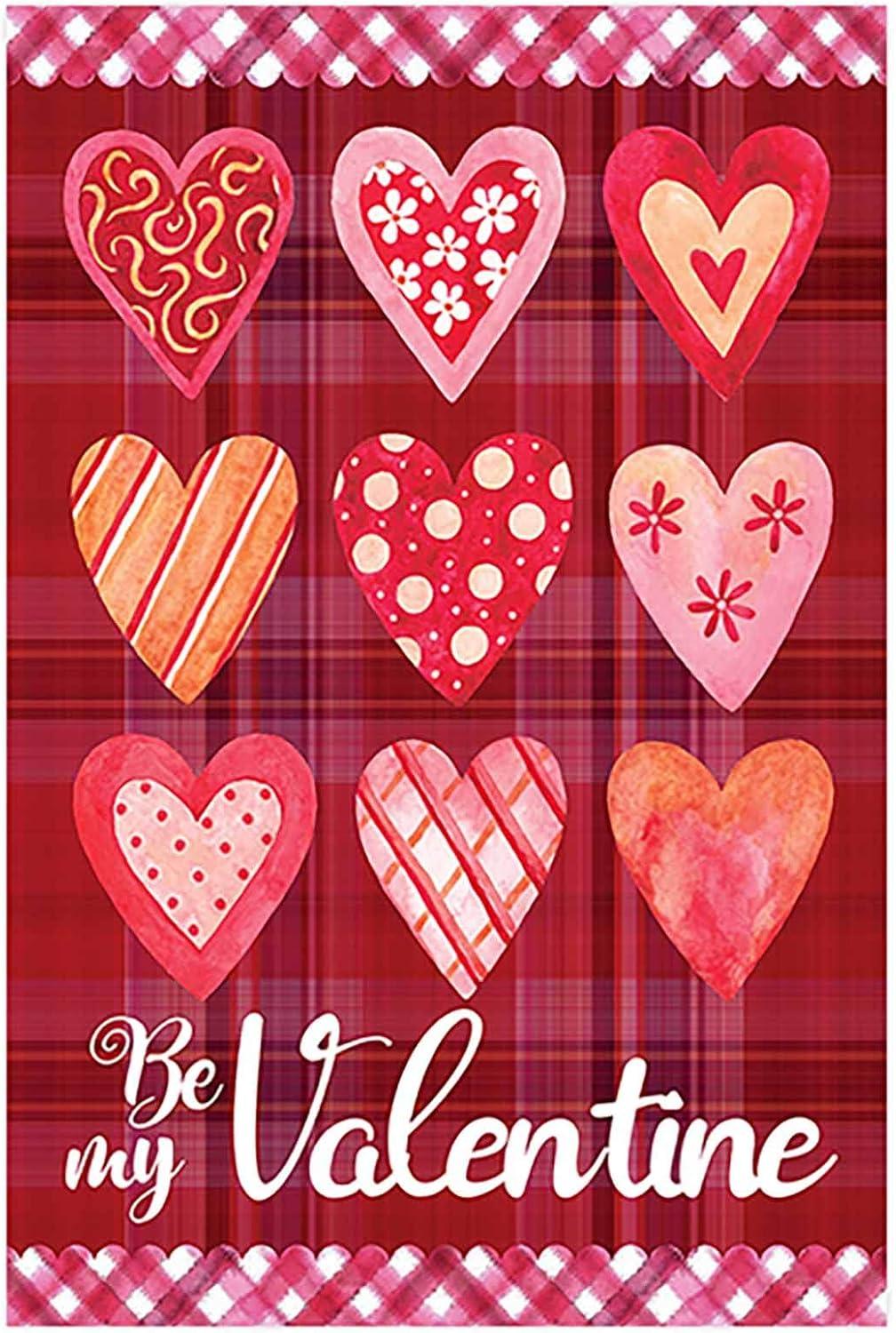 Northlight Be My Valentine Plaid and Heart Outdoor House Flag 28" x 40"