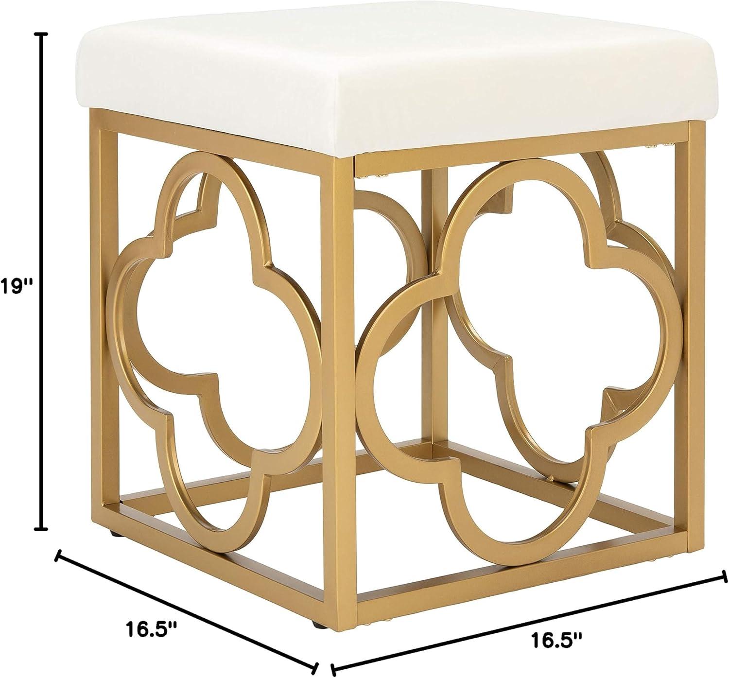 Fleur Square Ottoman - Navy/Gold - Safavieh