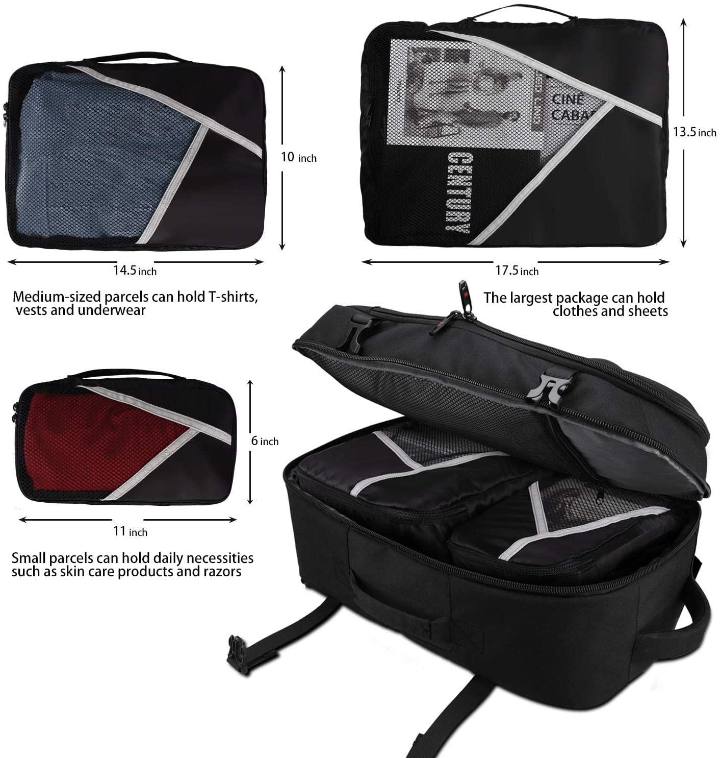 Asenlin 40L Travel Backpack for Women Men，17 Inch Laptop Backpack Flight Approved Luggage Carry On Water Resistant Computer Backpack for Weekender Overnight Large Daypack Black