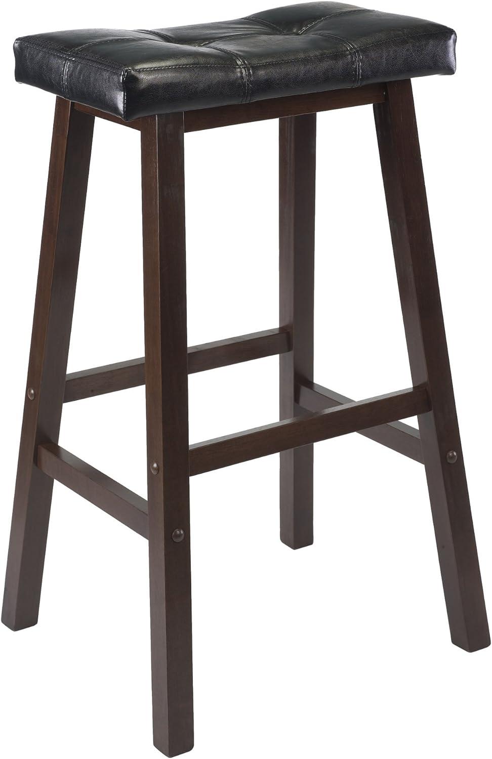Winsome  Mona Cushion Saddle Seat Bar Stool Black & Walnut